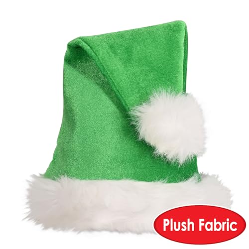 Beistle Plush Hats - Party Hats for Birthday & Holiday Theme Parties: Christmas - Santa - color: Green - 2 Piece