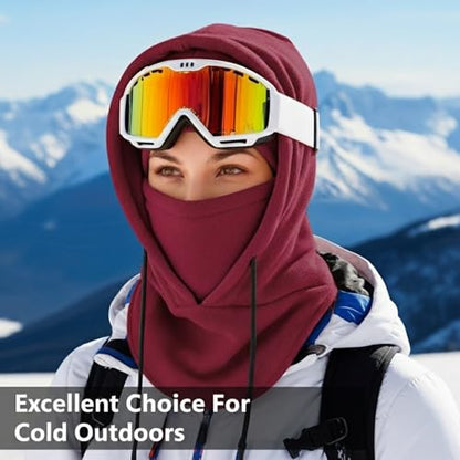 Eurzom 4 Pcs Winter Fleece Balaclava Face Mask - color: Coffee, Army Green, Wine Red, Gray