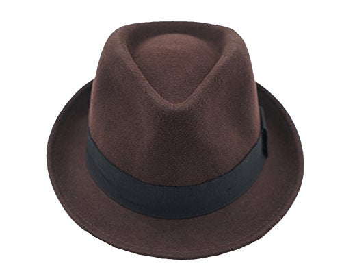 Home Prefer Men's Wool Felt Winter Hat Short Brim Fedora Hat - color: Coffee, size: 7 1/8
