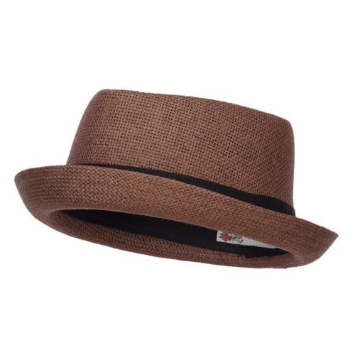 Big Size Solid Upbrim Pork Pie Fedora - color: Brown, size: X-Large-XX-Large