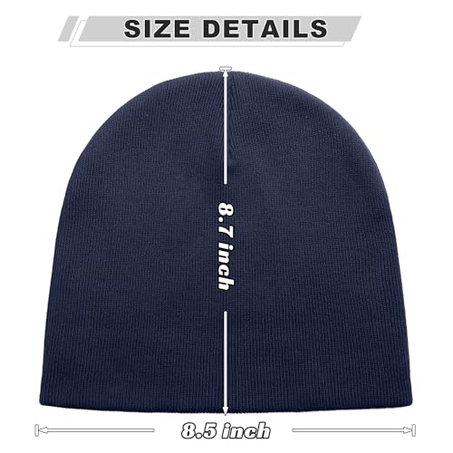 ROYBENS 100% Cotton No Cuff Beanie Hat Men Women, Fisherman Skull Cap - color: Navy Blue