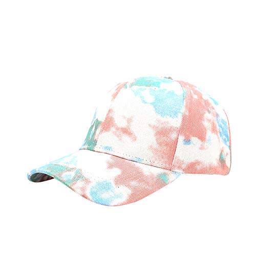 BEARUN Cotton Tie Dye Low Profile Cap Hiphop Baseball Cap Fashion Dad Hat - color: Pink White