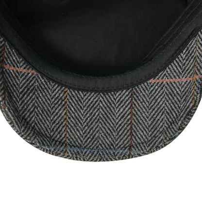 FEINION Men Wool Blend Flat Cap Tweed Newsboy Ivy Hat - color: Plaid Grey