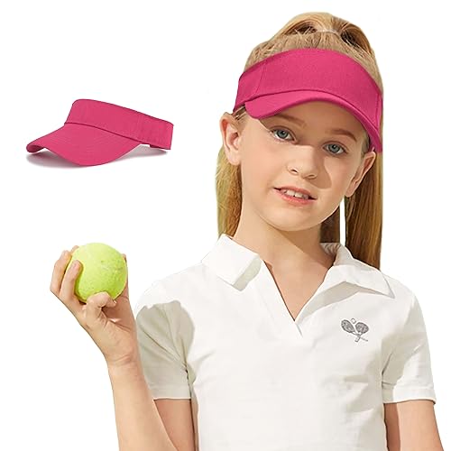 Century Star Kids Visor Sun Hat | UPF 50+ Adjustable Sports Cap for Girls & Boys | High Ponytail Tennis Golf Beach Running - color: Rose, size: 6-12 Years