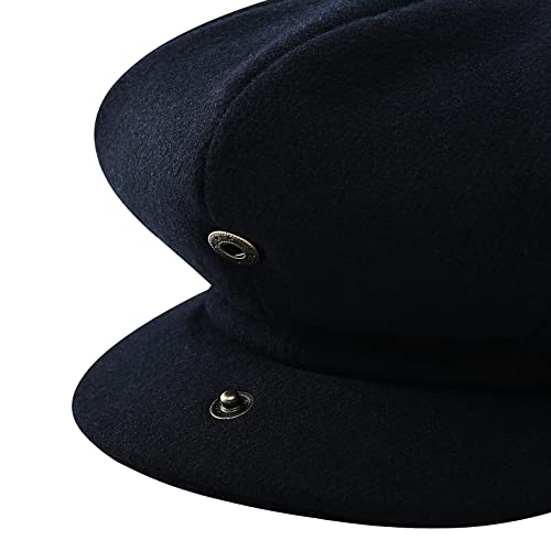 Men Wool Blend 8 Panel Newsboy Cap - color: Navy, size: 7 1/8