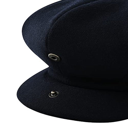 Men Wool Blend 8 Panel Newsboy Cap - color: Navy, size: 7 1/8