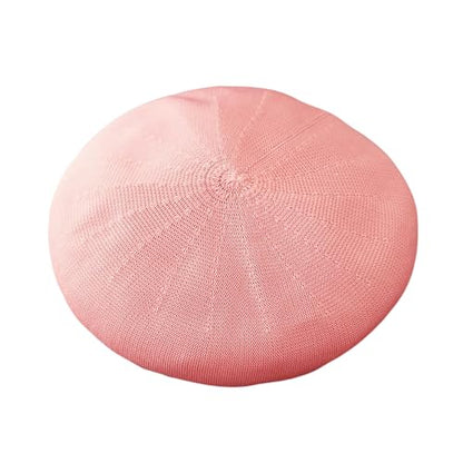 Summer French Beret Breathable Thin Beret Hat Solid Color Beanie for Women Lady - color: Pink