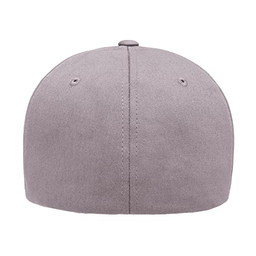 Flexfit 5001 Standard Cotton Twill 6-Panel Fitted Baseball Cap - color: Grey, size: Small-Medium