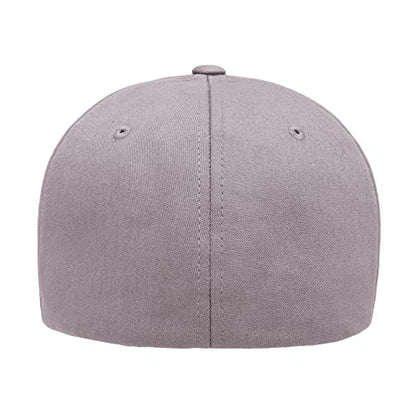 Flexfit 5001 Standard Cotton Twill 6-Panel Fitted Baseball Cap - color: Grey, size: Small-Medium