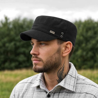 Unisex Basic Cadet Army Caps Everyday Military Style Hat - color: Black 2