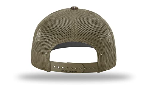 Richardson 112 Trucker Hat - Premium Blank Baseball Cap, Adjustable Snapback Hat - Structured Six Panel Richardson Blank Hats - color: Bottomland Camo/Loden