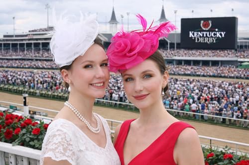 Fascinator Hat with Feather and Mesh – Floral Headpiece for Tea Party, Wedding, Cocktail Event - color: White