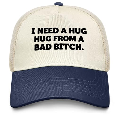 I Need a Hug from A Bad B Hat for Men Funny Baseball Hat Funny Birthday Gifts for Women - color: Navy