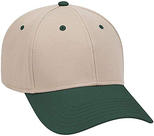Ashen Fane 6 Panel Structured Low Profile Superior Cotton Twill Basic Baseball Hat - color: Dk.grn/Kha/Kha