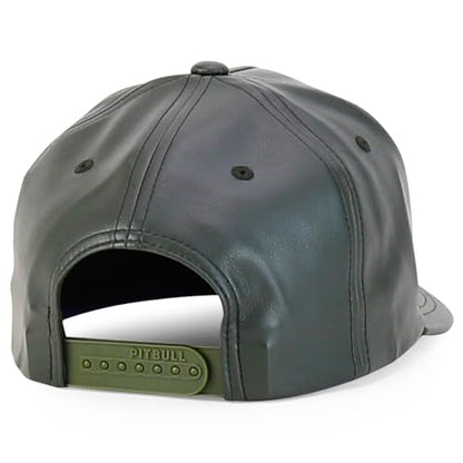 Trendy Apparel Shop PU Leather 5 Panel Structured High Profile Snapback Cap - color: Olive