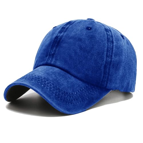 NPJY Baseball Cap Golf Dad Hat Adjustable Original Classic Low Profile Hat - color: Royal Blue(washed)