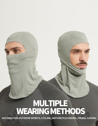 Summer Balaclava Cycling Full Face Mask Cooling Ice Silk UV Protection Breathable Face Cover for Men & Women - color: Grey