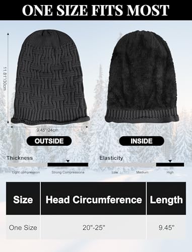 Senker Fashion 2 Pack Winter Beanie Hats for Women, Womens Slouchy Beanies - color: Dark Black Dark Black