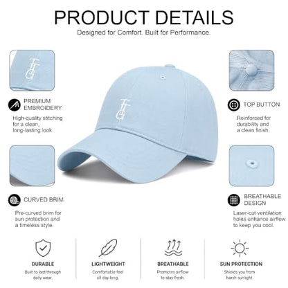 Kids Washed Cotton Baseball Cap, Unstructured Adjustable Toddler Hat for Boys & Girls - color: Sky Blue