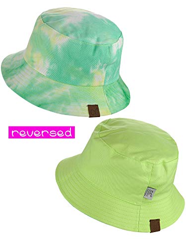 C.C Unisex 100% Cotton Packable Reversible Tie Dye Bucket Sun Hat - color: Mint/Lime