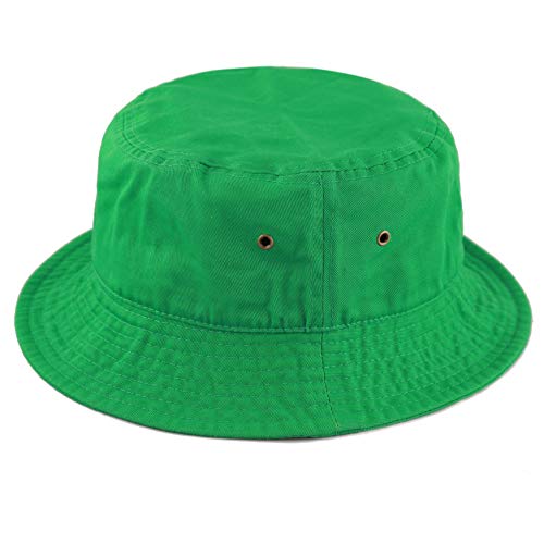 Cotton Bucket Hat Packable Sun Hat – Unisex Summer Travel Beach Fisherman Hat for Men Women Outdoor Fishing Hiking - color: Kelly Green, size: Large-X-Large