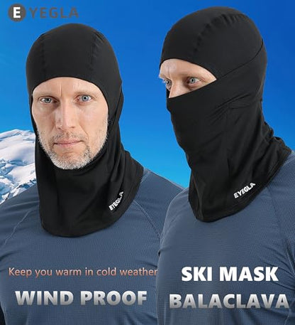 Winter Balaclava Ski Mask for Men Women Thermal Face Mask Breathable Face Cover for Cold Weather Motorcycle Snowboard - color: E1-black(breath Hole)