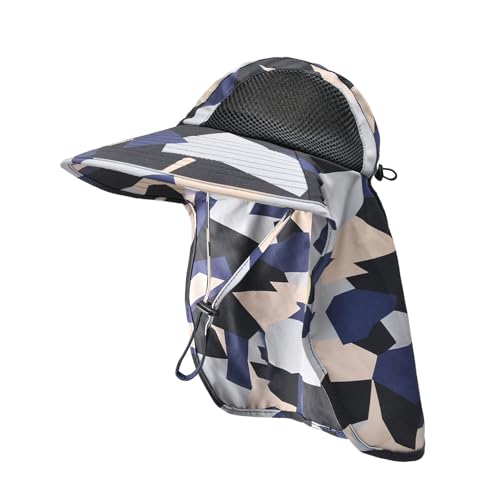 Sun Hat for Men Women with Neck Flap,UPF 50+ UV Protection Fishing Hat - color: 1pack-beige Camo