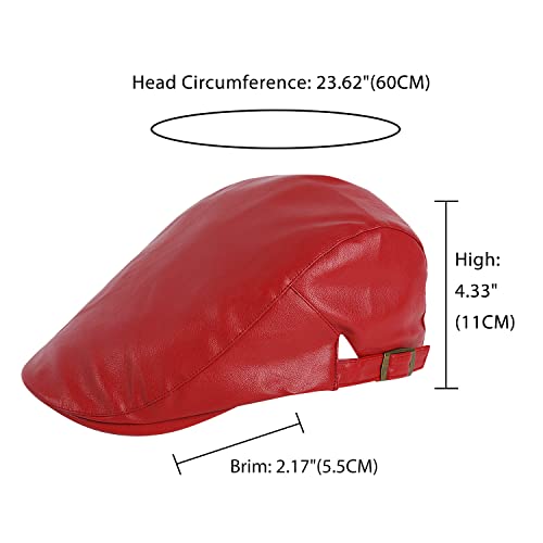 DOCILA Newsboy Flat Cap Women Men Fashion Print Gatsby Ivy Caps Adjustable All Seasons Cabbie Beret Hats - color: A-red