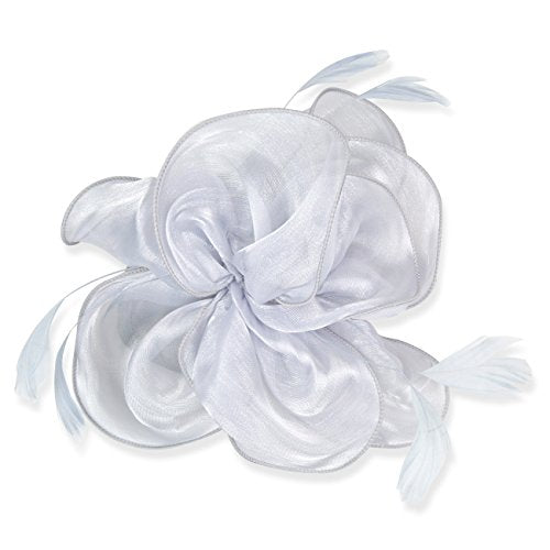AQOKKA Women Fascinators Hats Flower Fascinators with Headband and Clip Tea Party Headwear for Women and Girls - color: 8.2" Diameter / Grey