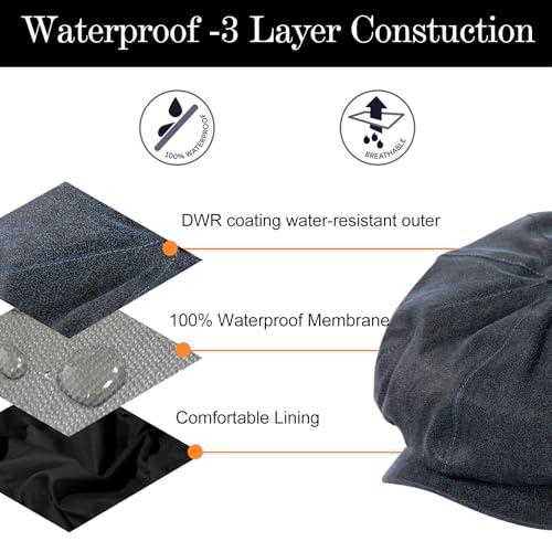 TOP-EX Waterproof 8-Panel Faux Leather Newsboy Flat Cap for Men, Adjustable - color: Navy (Waterproof Faux Leather), size: Large-X-Large