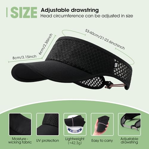 Breathable Mesh Sun Visor Lightweight Sport Hat for Men Women - color: Black