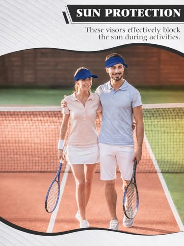 12 Pack Sun Visor Hats Softball Adjustable Cap Sun Protection for Women Men - color: Navy Blue
