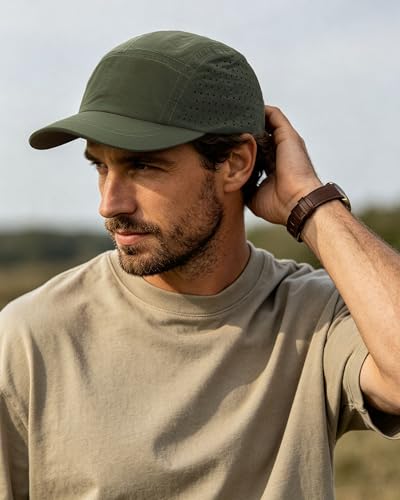 CLAPE 5 Panel Running Hat for Small Heads, Quick Dry Short Brim Cap - color: Bssd2575-green