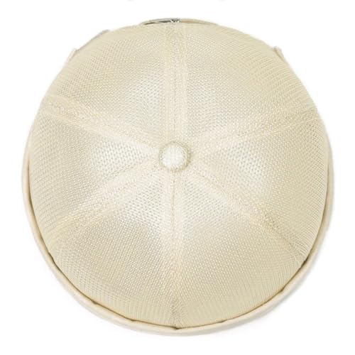 Mens Mesh Brimless Cap with No Brim, Summer Docker Cap Beanie Hat Flip Sailor Skullcap Breathable - color: Beige 2