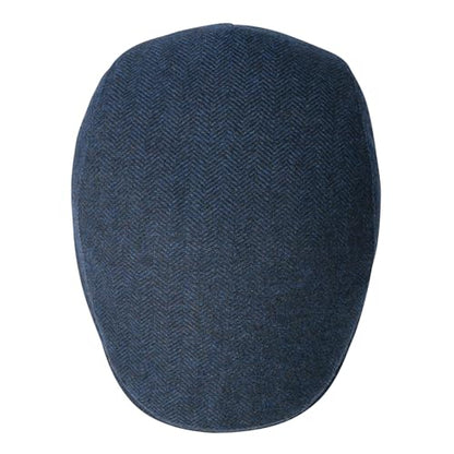 FEINION Men Wool Blend Flat Cap Tweed Newsboy Ivy Hat - color: Herringbone Navy