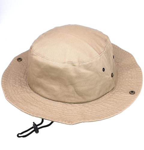 Antourage Bucket Hat Unisex Hiking Outdoor Fishing Hunting Safari Packable UV Protection Multiuse Boonie Hat - color: 02. Khaki, size: Large