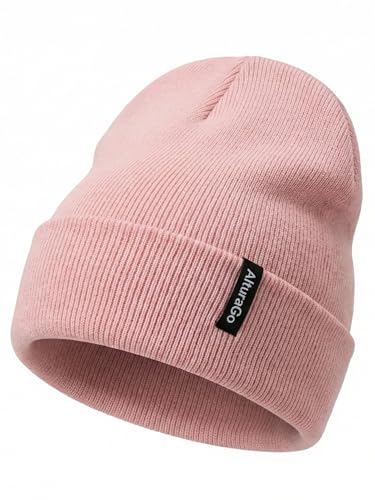 Beanie for Men Women Unisex Winter Hat Cuffed Thick Knitted Beanies Skull Cap - color: Pink