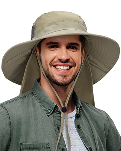Tirrinia Neck Flap Fishing Safari Cap for Men - color: # Olive