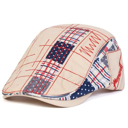 Classic Flat Cap for Men, Adjustable Cotton Newsboy Cap - color: Khaki 2