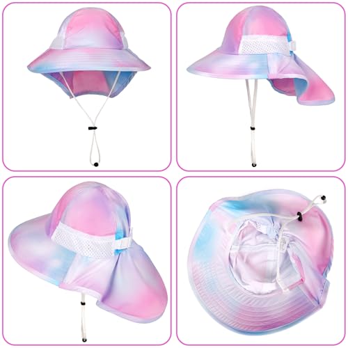 Toddler Baby Sun Hat Kids Summer Beach Essentials Adjustable Beach Hats with Bucket Wide Brim for Boys Girls Age 0-14 Years - color: 1 Pack - Tie Dye, size: 6-24 Months