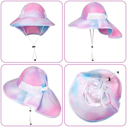 Toddler Baby Sun Hat Kids Summer Beach Essentials Adjustable Beach Hats with Bucket Wide Brim for Boys Girls Age 0-14 Years - color: 1 Pack - Tie Dye, size: 6-24 Months