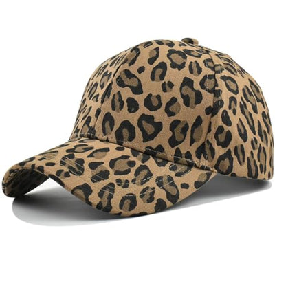 Baseball Hats for Women Men Adjustable Leopard Print Dad Trucker Hat Cotton Sun Protection Caps Sports Golf Medium - color: Dark Khaki -Leopard