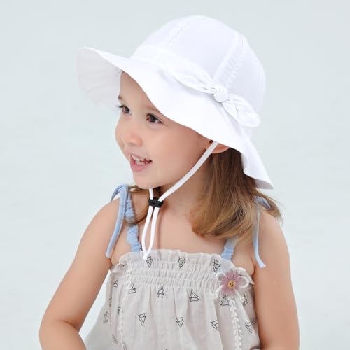 Toddler Kids Baby Girl Sun Hat Floppy Cotton Summer Hat 50+ SPF Protective - color: 202202/White, size: 6-12 Months