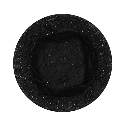 Women Lightweight Beret Floral Hollow Out Hat Breathable French Beret Beanie Hat Cap for Spring Summer - color: Black 6#