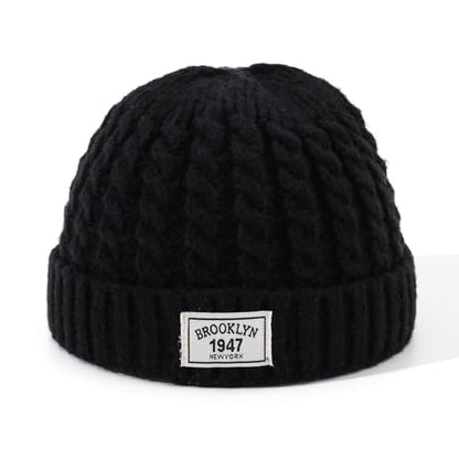 Soft Winter Knitted Hat Skull Cap Sailor Caps Cuff Beanie Cold Weather Brimless Knit Hats Warm Ski Hat Landlord Hats - color: Mg-zzm25101-black