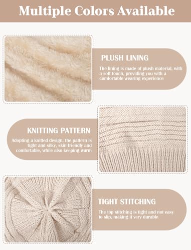 Senker Fashion 2 Pack Winter Beanie Hats for Women, Womens Slouchy Beanies - color: Off White Black