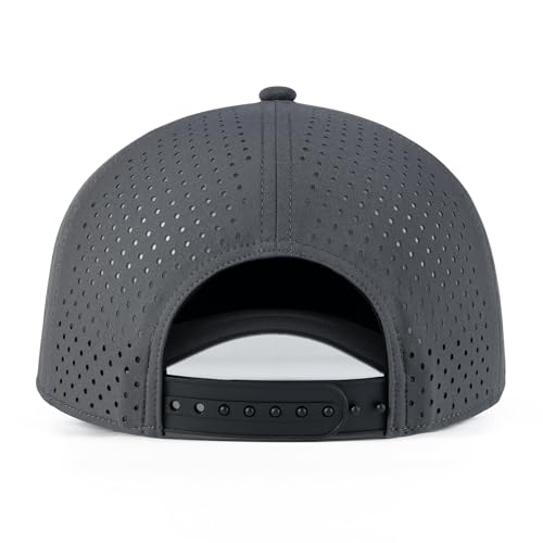 BOTVELA Men Adjustable Snapback Laser Cut Mesh Baseball Cap - color: Dark Grey