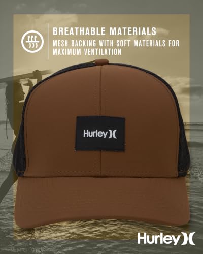 Hurley Mens Trucker Hat Fairway Mesh Trucker Hat, Quick Dry Snapback - color: Brown