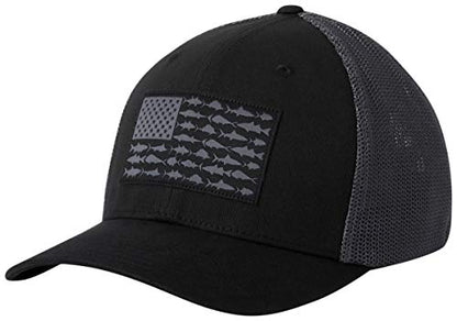 Columbia Unisex Adult PFG Logo Mesh Ball Cap - color: Black/Graphite, size: XX-Large