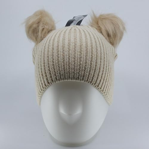 Woman's Warm Soft Cable Lace Pom Furry Flower Crochet Fashion Knit Hat - color: Pom Beanie, size: One Size